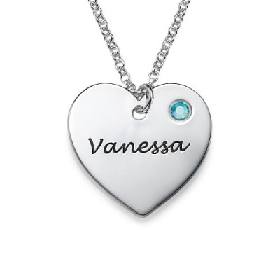 Swarovski Heart Personalised Necklace with Engraving - AMAZINGNECKLACE.COM