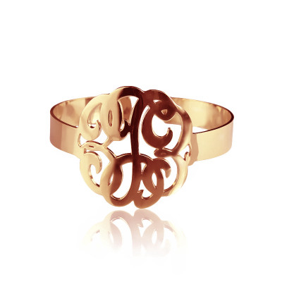 Hand Drawing Monogram Initial Personalised Bracelet 1.6 Inch 18ct Rose Gold Plated - AMAZINGNECKLACE.COM