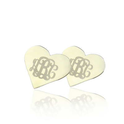 Heart Monogram Stud Personalised Earrings Sterling Silver - AMAZINGNECKLACE.COM