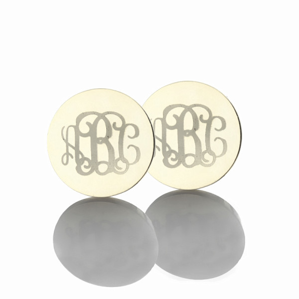 Circle Monogram 3 Initial Personalised Earrings Name Personalised Earrings Solid 18ct White Gold - AMAZINGNECKLACE.COM