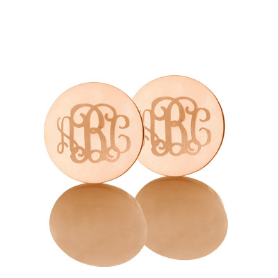 Circle Monogram 3 Initial Personalised Earrings Name Personalised Earrings Solid 18ct Rose Gold - AMAZINGNECKLACE.COM