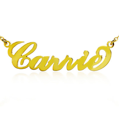 Personalised Carrie Name Necklace Solid Gold 18ct - AMAZINGNECKLACE.COM