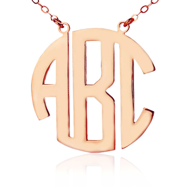Solid Rose Gold Initial Block Monogram Pendant Personalised Necklace - AMAZINGNECKLACE.COM
