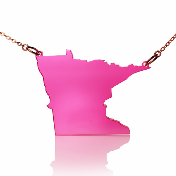 Acrylic Minnesota State Personalised Necklace America Map Personalised Necklace - AMAZINGNECKLACE.COM