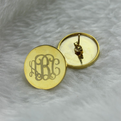 Circle Monogram 3 Initial Personalised Earrings Name Personalised Earrings 18ct Gold Plated - AMAZINGNECKLACE.COM