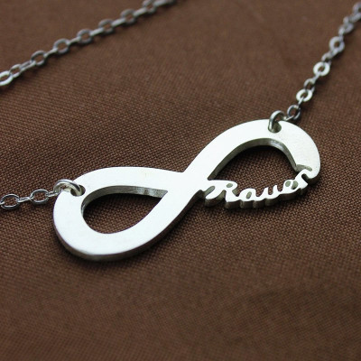 Solid White Gold 18ct Infinity Name Personalised Necklace - AMAZINGNECKLACE.COM