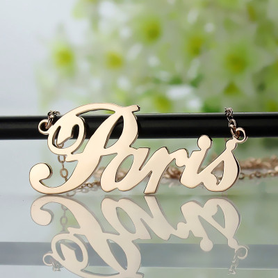 Paris Hilton Style Name Personalised Necklace 18ct Solid Rose Gold Plated - AMAZINGNECKLACE.COM