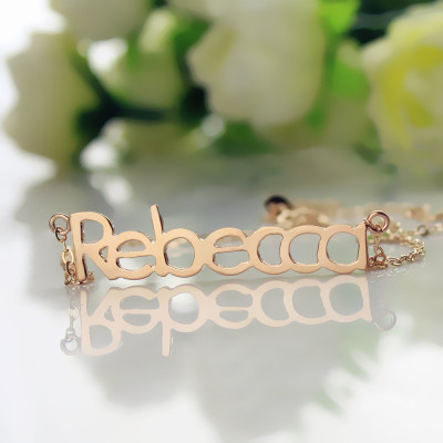 18ct Rose Gold Plated Rebecca Style Name Personalised Necklace - AMAZINGNECKLACE.COM