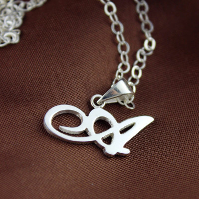 Personalised Madonna Style Initial Necklace Solid White Gold - AMAZINGNECKLACE.COM