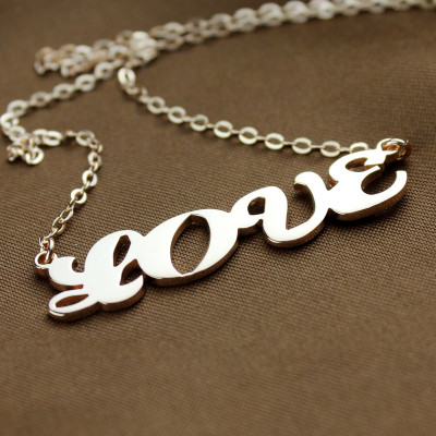 18ct Rose Gold Plated Capital Puff Font Name Personalised Necklace - AMAZINGNECKLACE.COM
