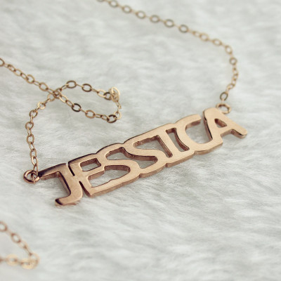 Solid Rose Gold Plated Jessica Style Name Personalised Necklace - AMAZINGNECKLACE.COM