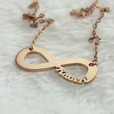 Solid Rose Gold 18ct Infinity Name Personalised Necklace - AMAZINGNECKLACE.COM