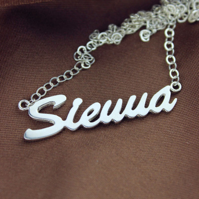Solid White Gold Sienna Style Name Personalised Necklace - AMAZINGNECKLACE.COM