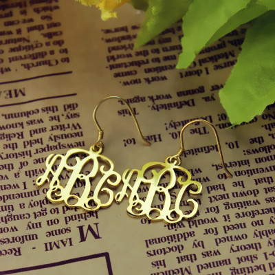 18ct Solid Gold Personalised Monogram Earring - AMAZINGNECKLACE.COM