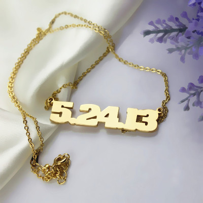 Personial Solid Gold Number Personalised Necklace - AMAZINGNECKLACE.COM