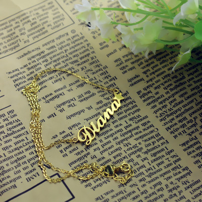 18ct Gold Plated Carrie Style Name Personalised Necklace With Star - AMAZINGNECKLACE.COM