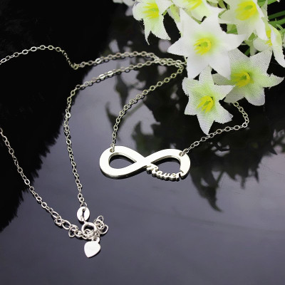 Solid White Gold 18ct Infinity Name Personalised Necklace - AMAZINGNECKLACE.COM