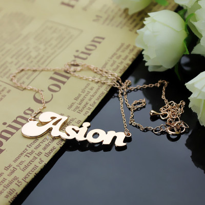 Personalised 18ct Rose Gold Plated BANANA Font Style Name Necklace - AMAZINGNECKLACE.COM