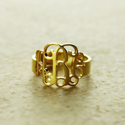 Solid Gold Personalised Monogram Ring - AMAZINGNECKLACE.COM