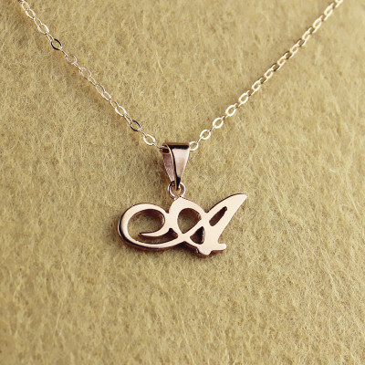 Personalised Madonna Style Initial Necklace 18ct Solid Rose Gold - AMAZINGNECKLACE.COM