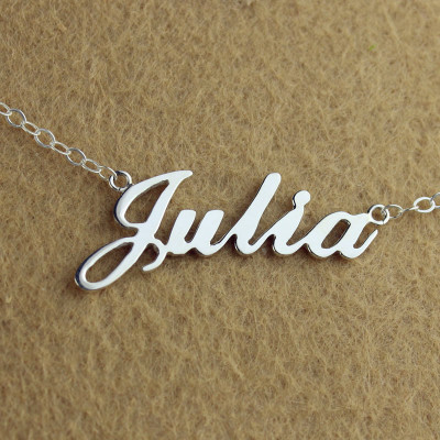Solid 18ct White Gold Plated Julia Style Name Personalised Necklace - AMAZINGNECKLACE.COM