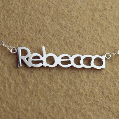 Solid White Gold Rebecca Style Name Personalised Necklace - AMAZINGNECKLACE.COM