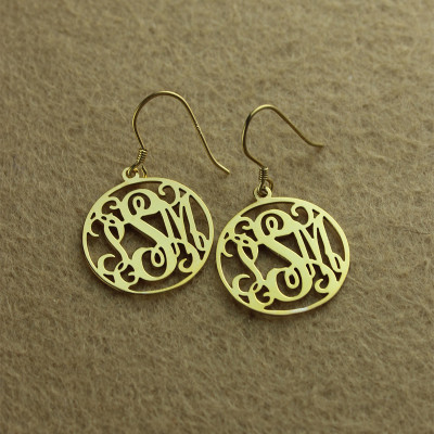 18ct Gold Plated Personalised Circle Monogram Earring - AMAZINGNECKLACE.COM
