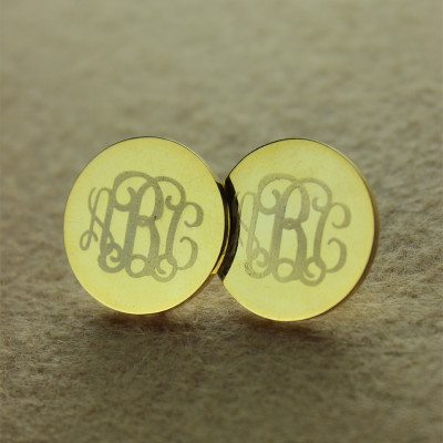 Circle Monogram 3 Initial Personalised Earrings Name Personalised Earrings 18ct Gold Plated - AMAZINGNECKLACE.COM