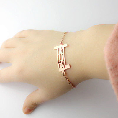 Personal Rose Gold Plated 925 Silver 3 Initials Monogram Personalised Bracelet/Anklet - AMAZINGNECKLACE.COM