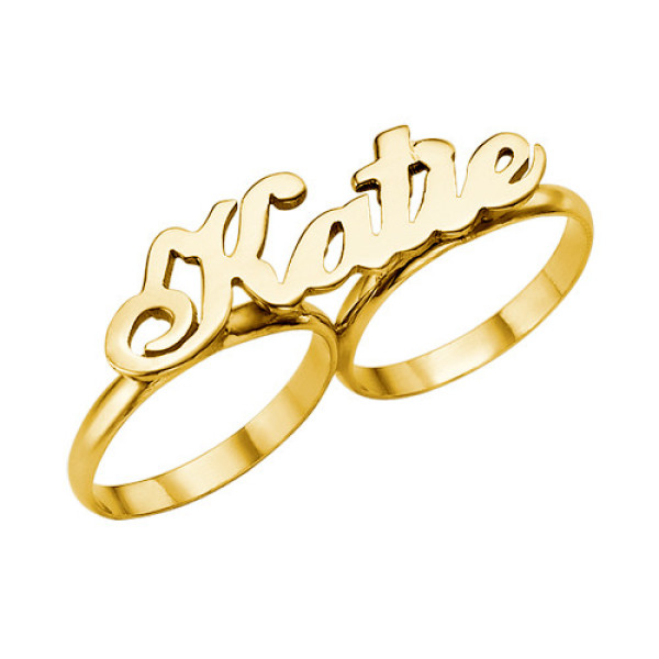 Two Finger Name Personalised Ring in Solid 18ct Gold - AMAZINGNECKLACE.COM