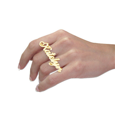 Two Finger Name Personalised Ring in Solid 18ct Gold - AMAZINGNECKLACE.COM