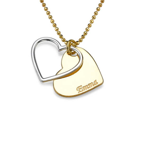 Personalised Two Tone Heart Necklace for Couples - AMAZINGNECKLACE.COM