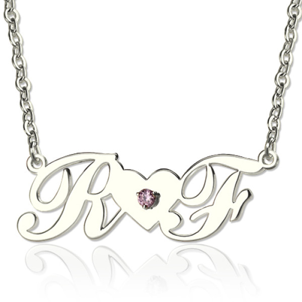 Sterling Silver Double initials Personalised Necklace - AMAZINGNECKLACE.COM