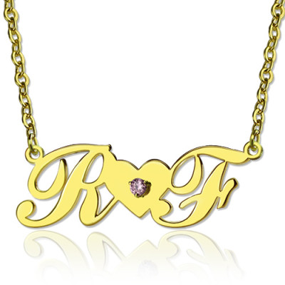 18ct Gold Plated Two Initials Personalised Necklace - AMAZINGNECKLACE.COM