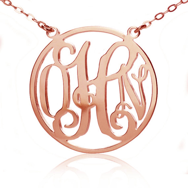 Circle 18ct Solid Rose Gold Initial Monogram Name Personalised Necklace - AMAZINGNECKLACE.COM