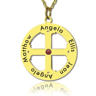 Cross Name Personalised Necklace with Circle Frame 18ct Gold Plated 925 Silver - AMAZINGNECKLACE.COM