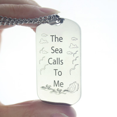 Man's Dog Tag Ocean Theme Name Personalised Necklace - AMAZINGNECKLACE.COM