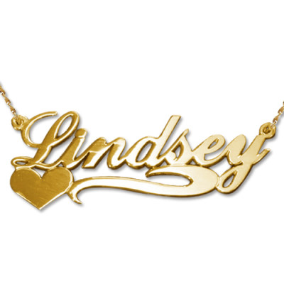 Side Heart 18ct Gold Name Personalised Necklace - AMAZINGNECKLACE.COM