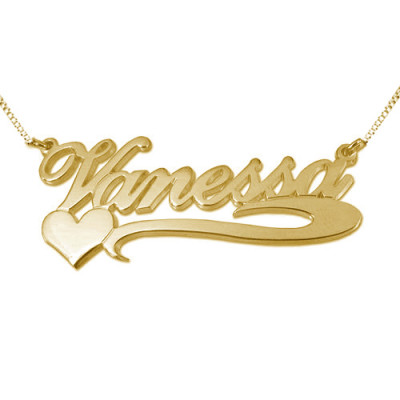 Side Heart 18ct Gold Plated Silver Name Personalised Necklace - AMAZINGNECKLACE.COM