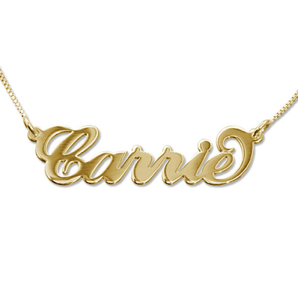 18ct Gold Double Thickness "Carrie" Name Personalised Necklace - AMAZINGNECKLACE.COM