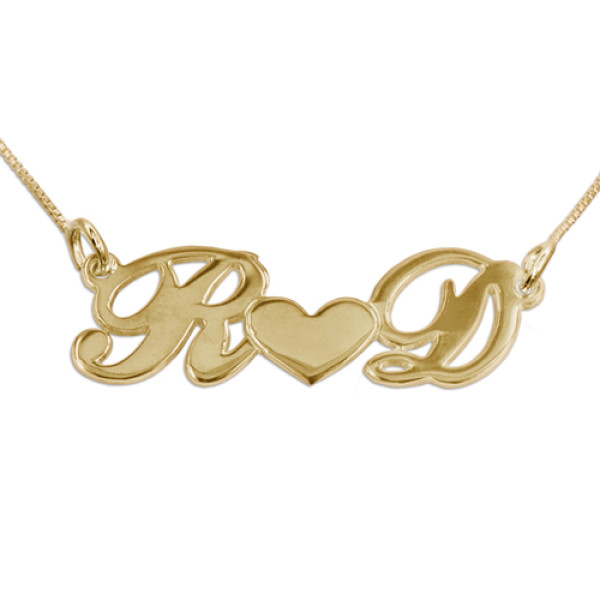Couples Heart Personalised Necklace in 18ct Gold Plating - AMAZINGNECKLACE.COM