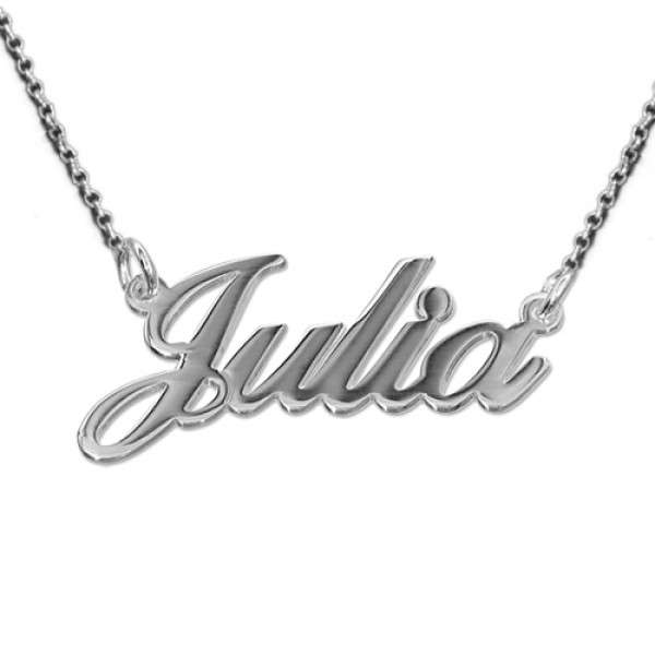 Extra Thick Silver Name Personalised Necklace With Rollo Chain - AMAZINGNECKLACE.COM