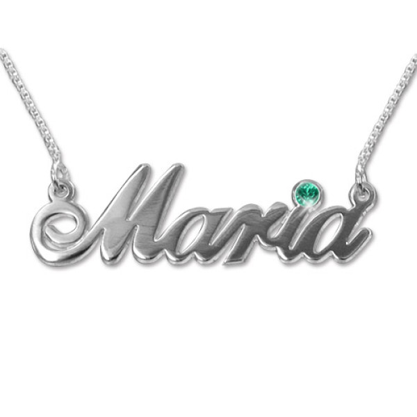 18ct white Gold and Swarovski Crystal Name Personalised Necklace - AMAZINGNECKLACE.COM