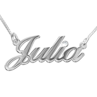 18ct White Gold and Diamond Name Personalised Necklace - AMAZINGNECKLACE.COM