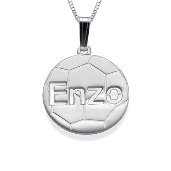 Sterling Silver Personlised Football Pendant - AMAZINGNECKLACE.COM