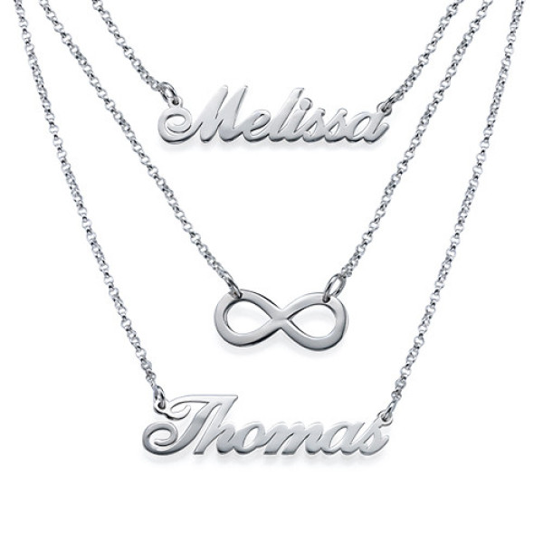 Layered Name Personalised Necklace in Sterling Silver - AMAZINGNECKLACE.COM