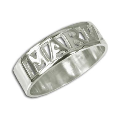 Personalised English Silver Engraved Name Ring - AMAZINGNECKLACE.COM