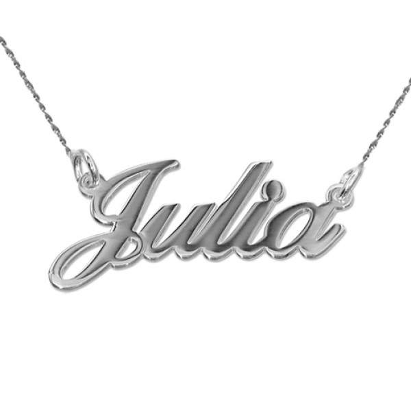 18ct White Gold Classic Name Personalised Necklace With Twist Chain - AMAZINGNECKLACE.COM