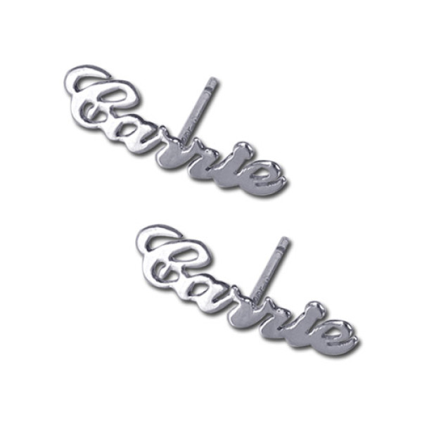 Sterling Silver Personalised Name Stud Earring (PAIR) - AMAZINGNECKLACE.COM