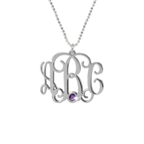 Sterling Silver Monogram Personalised Necklace with Swarovski - AMAZINGNECKLACE.COM